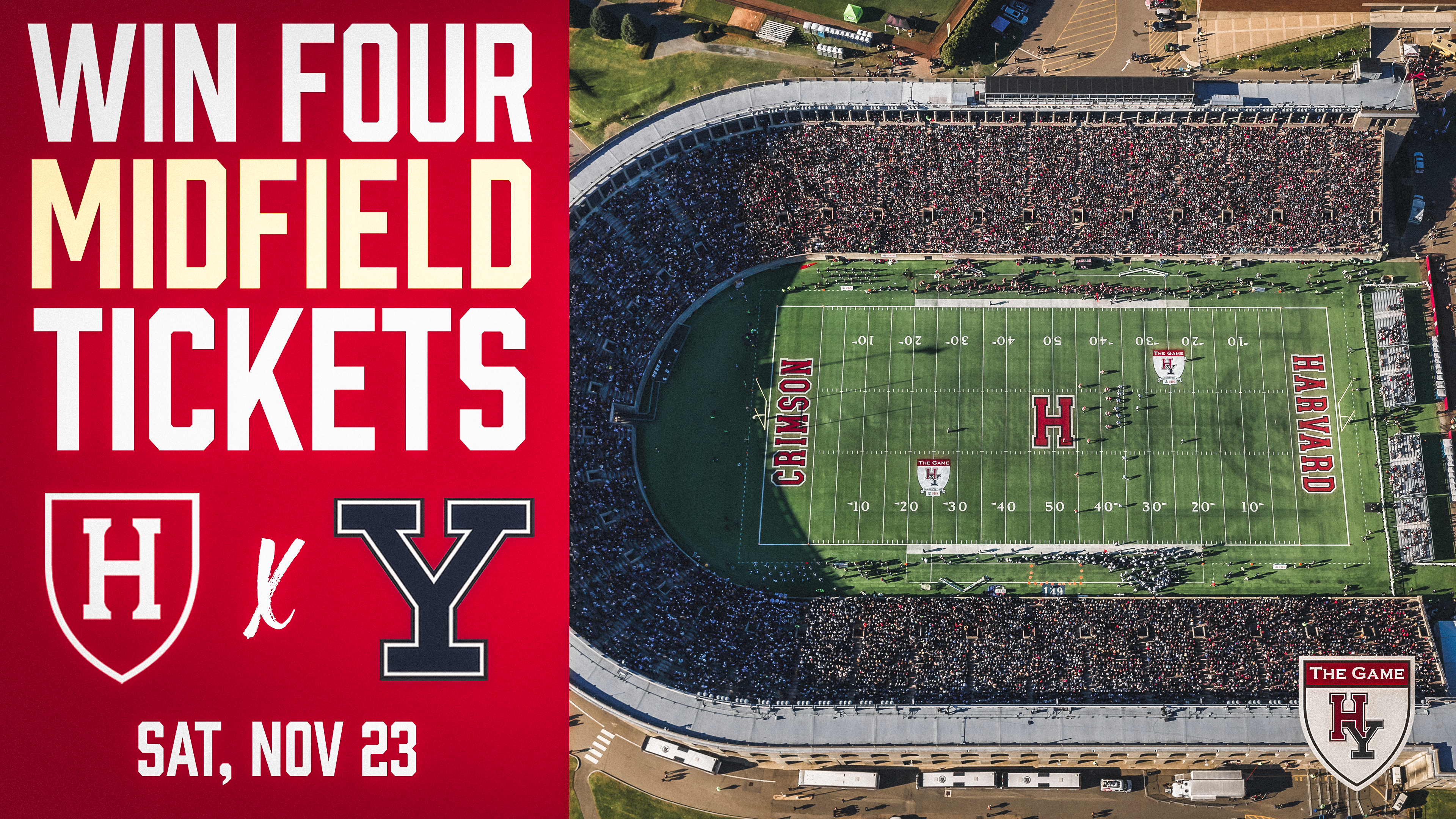 Win Four Midfield Tickets to Harvard-Yale on Sat, Nov 23